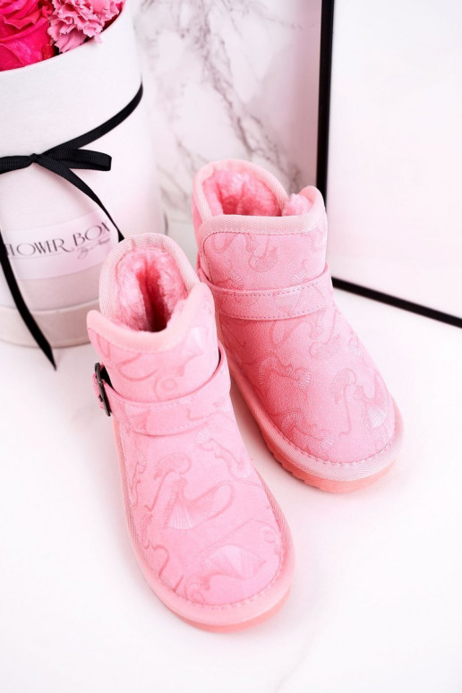 Children's Snow Boots With Fur Pink Kawai