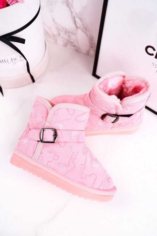 Children's Snow Boots With Fur Pink Kawai