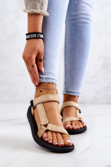 Women's Suede Sports Sandals Beige Harris 2