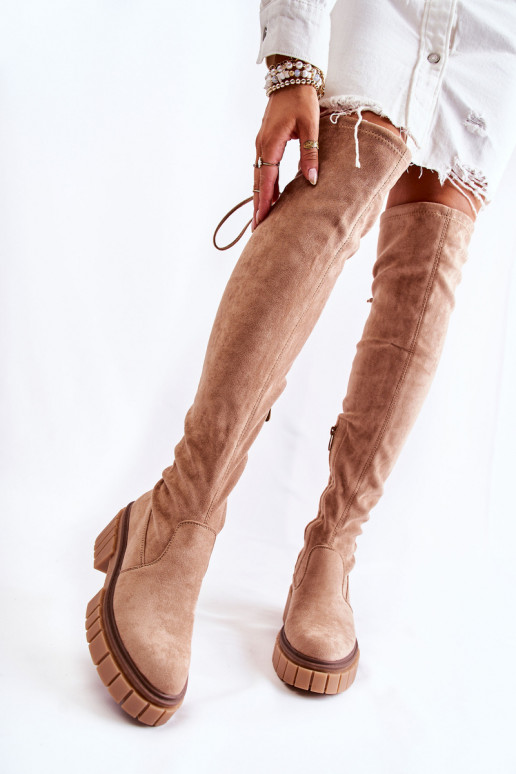 Women's Suede Boots Workers Beige Cheera