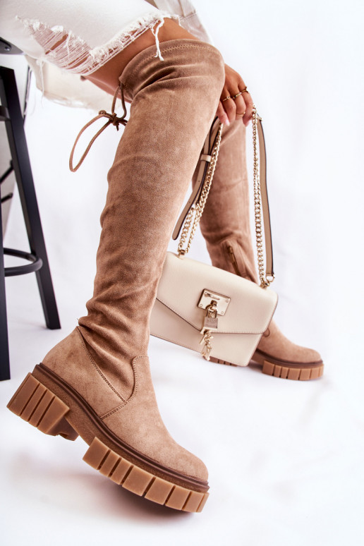 Women's Suede Boots Workers Beige Cheera
