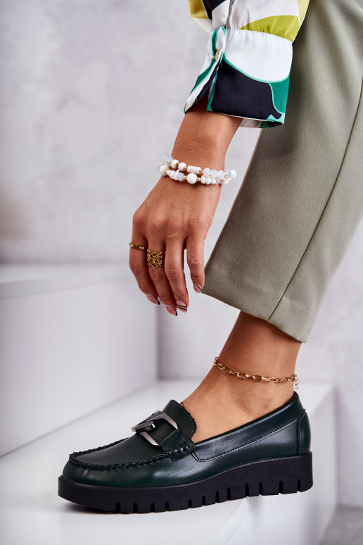 Lacquered Loafers On The Platform Green Kjersti