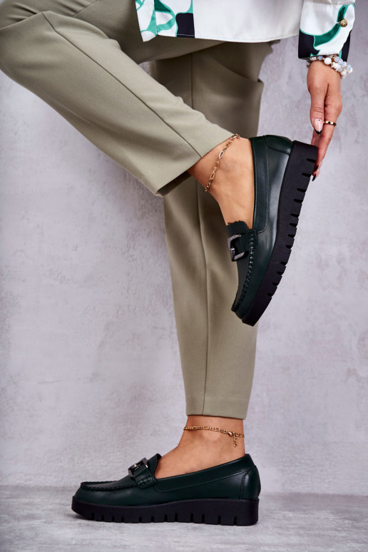 Lacquered Loafers On The Platform Green Kjersti