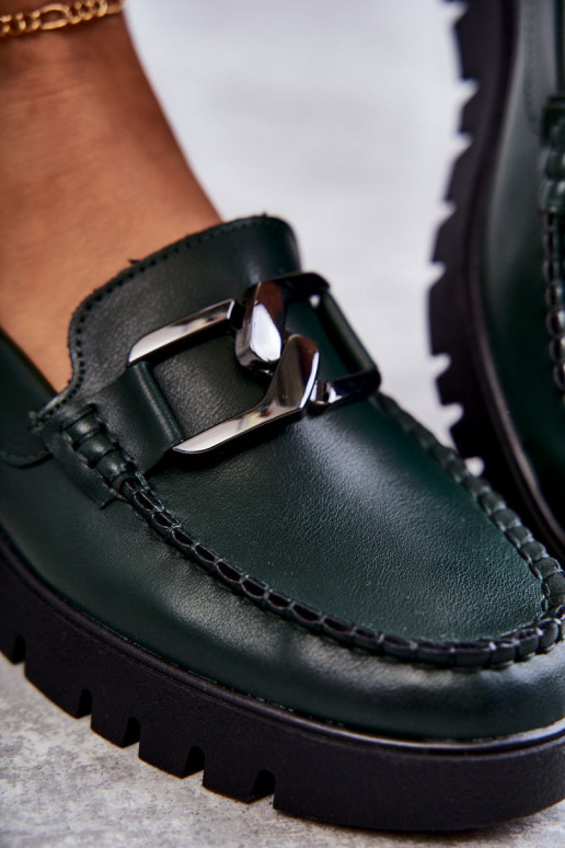 Lacquered Loafers On The Platform Green Kjersti