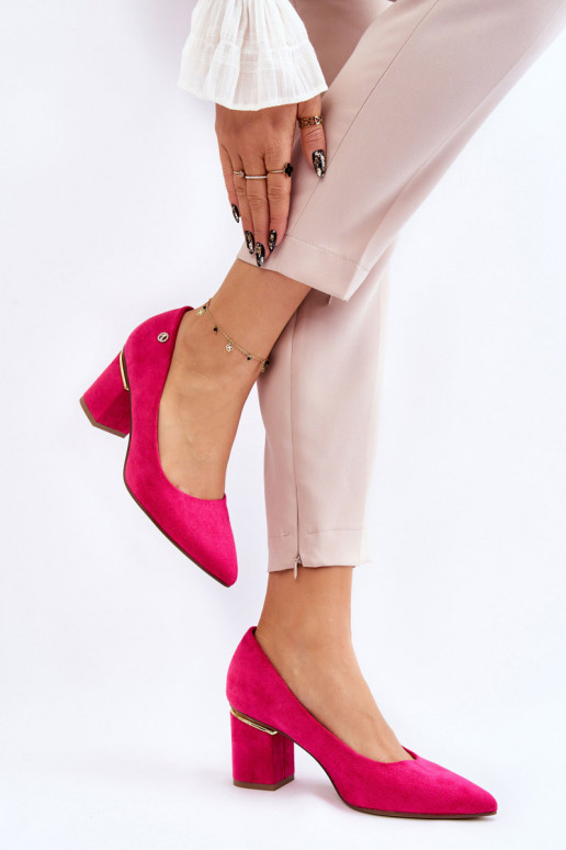 Classic Suede High Heel Pumps With Embellishments Fuchsia Derren