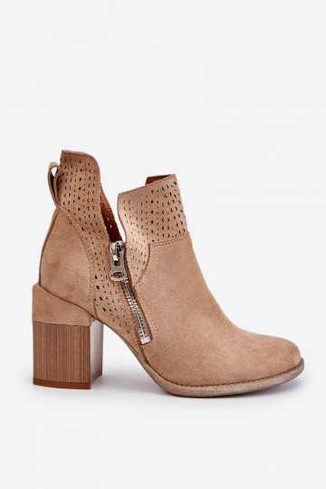 Suede Boots On Chunky Heels beige Camden