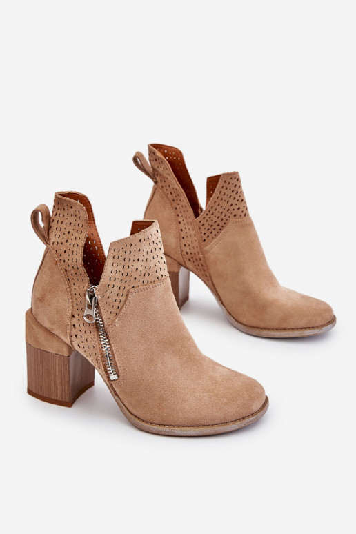 Suede Boots On Chunky Heels beige Camden