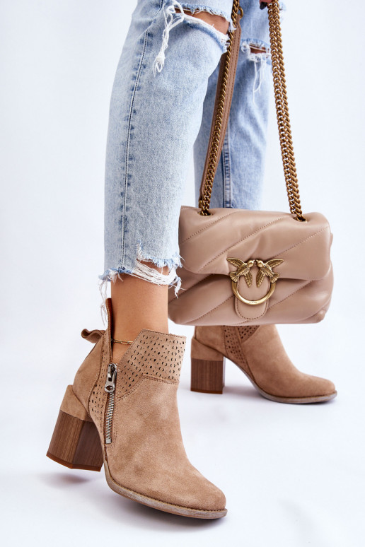 Suede Boots On Chunky Heels beige Camden