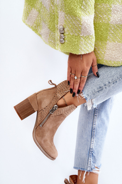 Suede Boots On Chunky Heels beige Camden
