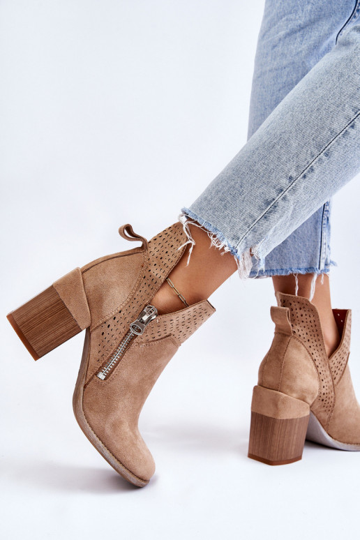 Suede Boots On Chunky Heels beige Camden