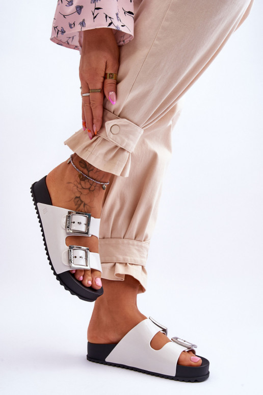 Damskie Klapki Gładkie ZAXY HH285159 Białe