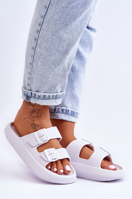 Women's Foam Sandals With Stripes White Sharmen