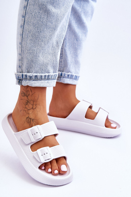Women's Foam Sandals With Stripes White Sharmen