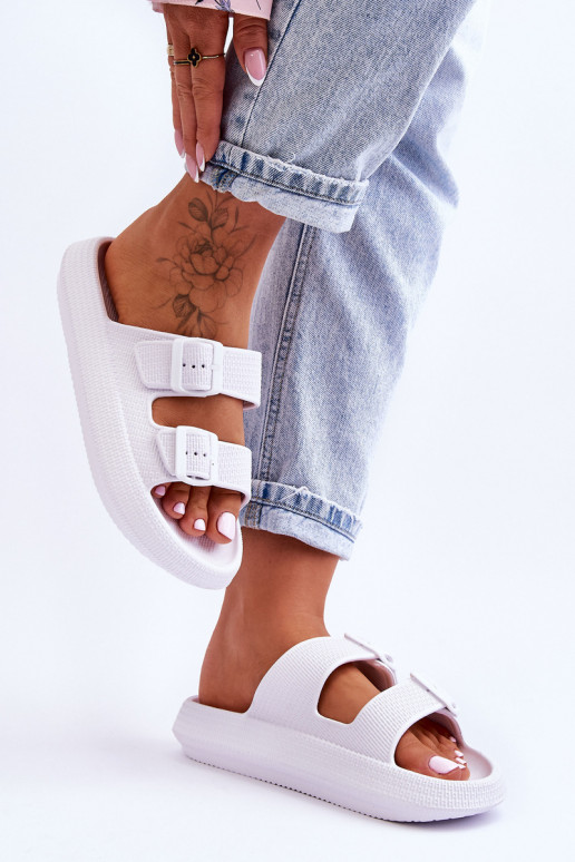 Women's Foam Sandals With Stripes White Sharmen