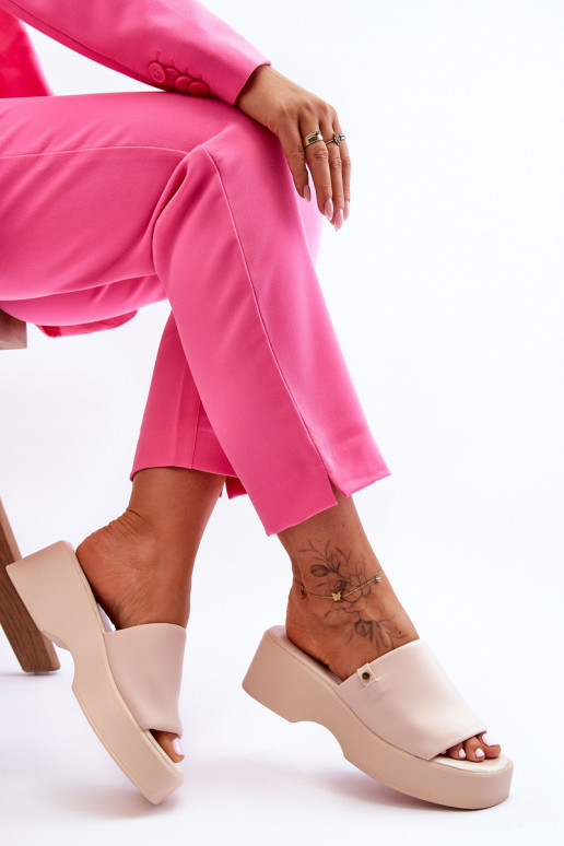 Women's Platform Slippers Beige Carmela