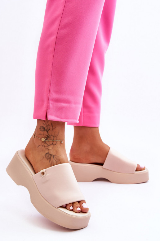 Women's Platform Slippers Beige Carmela