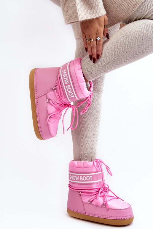 Women's lace-up snow boots in pink Soia