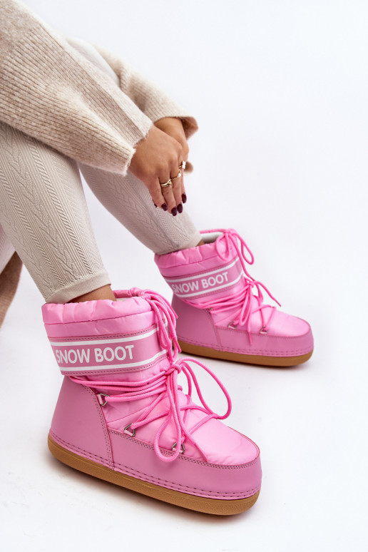 Women's lace-up snow boots in pink Soia