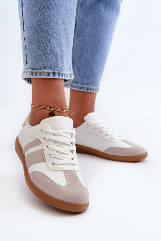 Women's Low Eco Leather Sneakers White-Grey Relialia