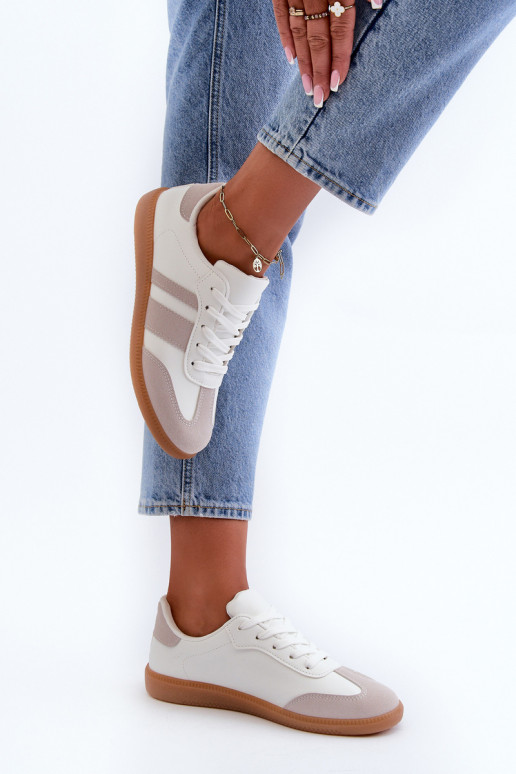 Women's Low Eco Leather Sneakers White-Grey Relialia