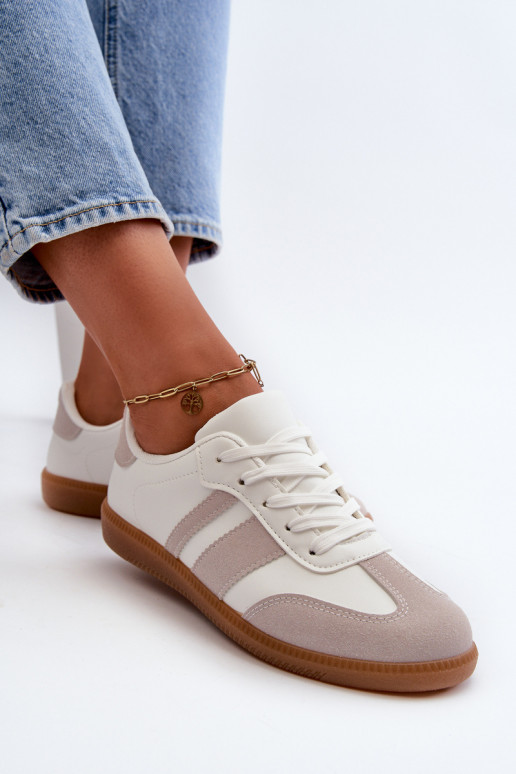 Women's Low Eco Leather Sneakers White-Grey Relialia