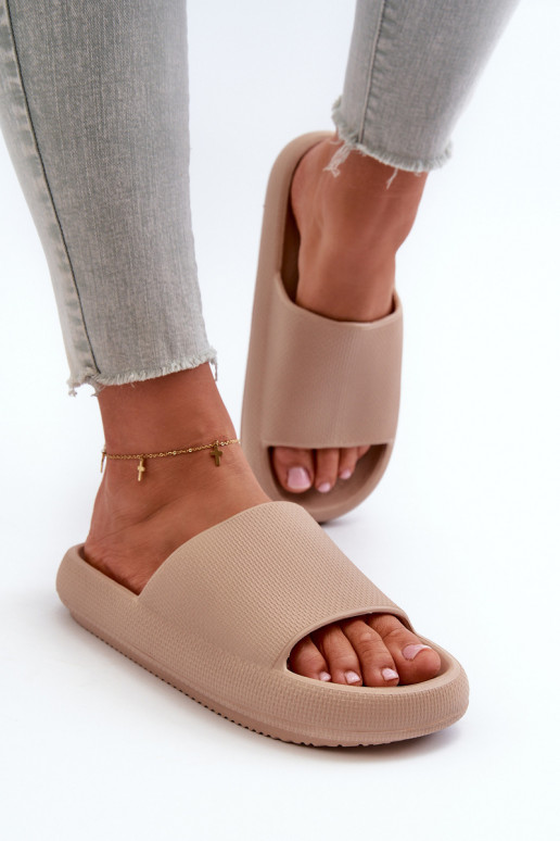 Women's Lightweight Foam Slides on Thick Sole Dark Beige Querceria