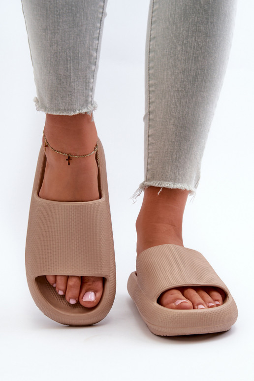 Women's Lightweight Foam Slides on Thick Sole Dark Beige Querceria