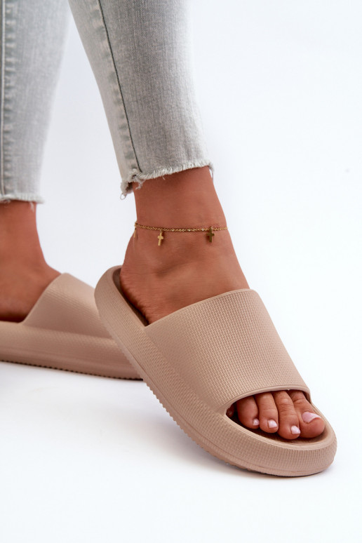 Women's Lightweight Foam Slides on Thick Sole Dark Beige Querceria