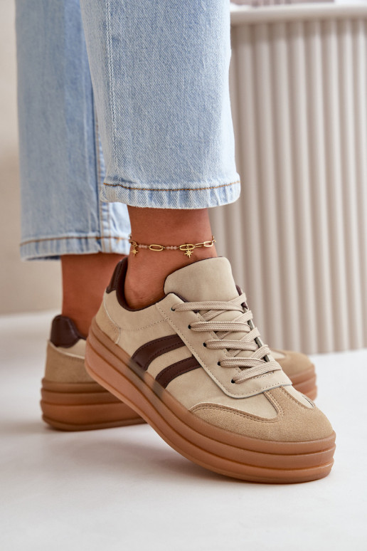 Women's Platform Sneakers Brown Nesonice