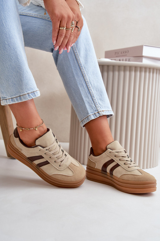 Women's Platform Sneakers Brown Nesonice