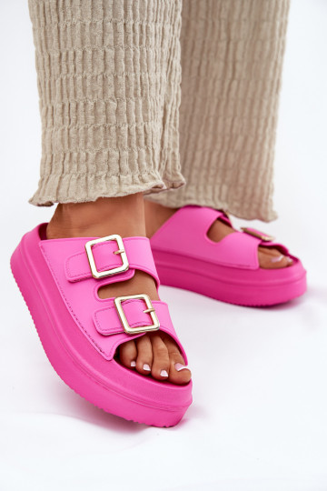 Women's Platform Sandals With Golden Buckles Fuchsia Zorila 2