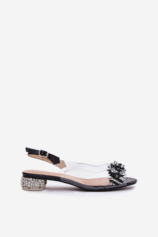 Transparent Low Heel Sandals With Decoration D&A MR51-709 Black