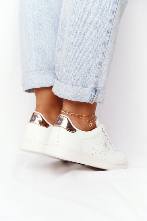 Women's Leather Sneakers BIG STAR DD274583 White-Copper