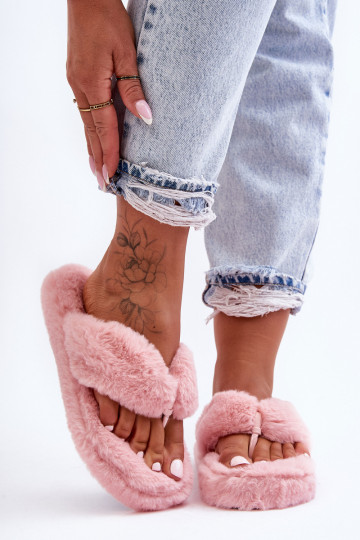 Women's Furry Slippers Pink Elma 2