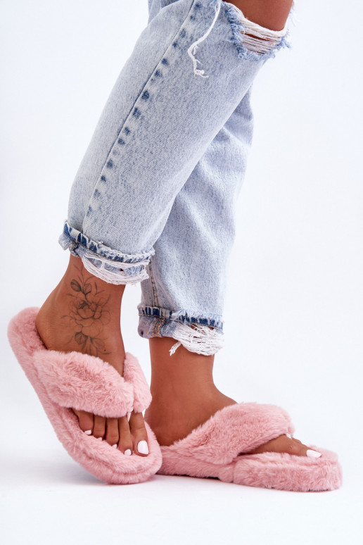 Women's Furry Slippers Pink Elma