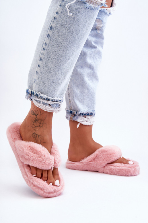 Women's Furry Slippers Pink Elma