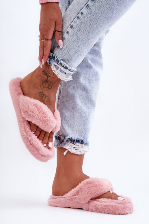 Women's Furry Slippers Pink Elma