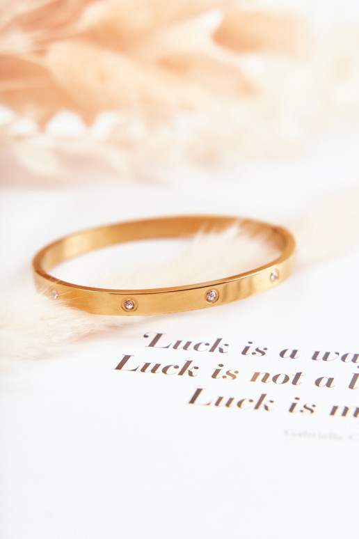 Bransoletka Stalowa z Cyrkoniami Złota Lauren