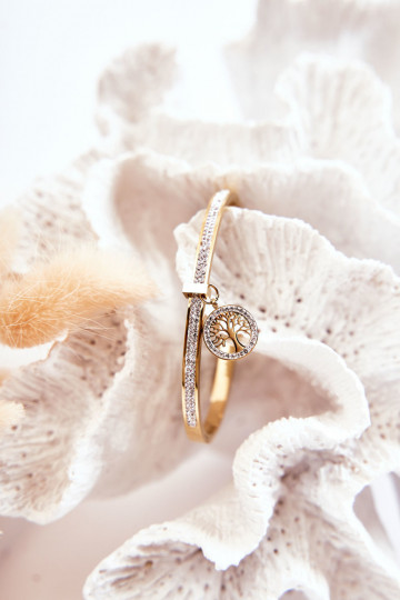 Steel Bracelet with Cubic Zirconia Tree of Life Gold Alive 2