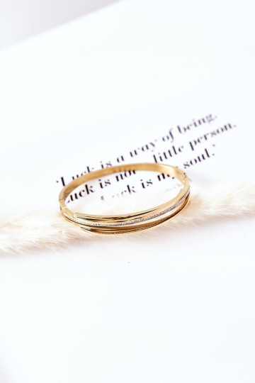 Steel Bracelet with Cubic Zirconia Gold 2