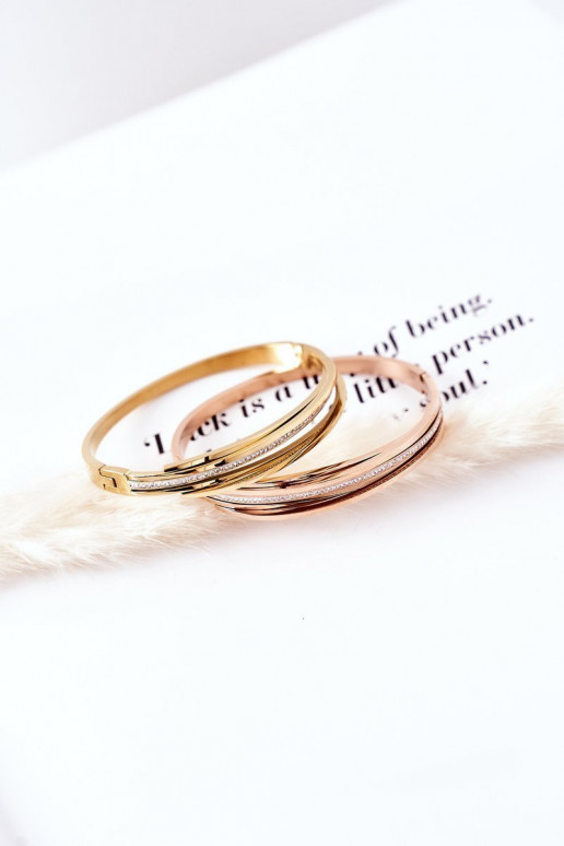 Steel Bracelet with Cubic Zirconia Gold