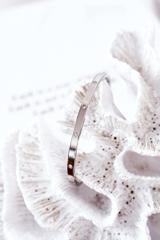 Steel Bracelet With Cubic Zirconia Silver