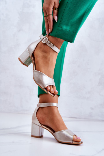 Leather High Heel Sandals Vinceza 23-20100 Golden 2