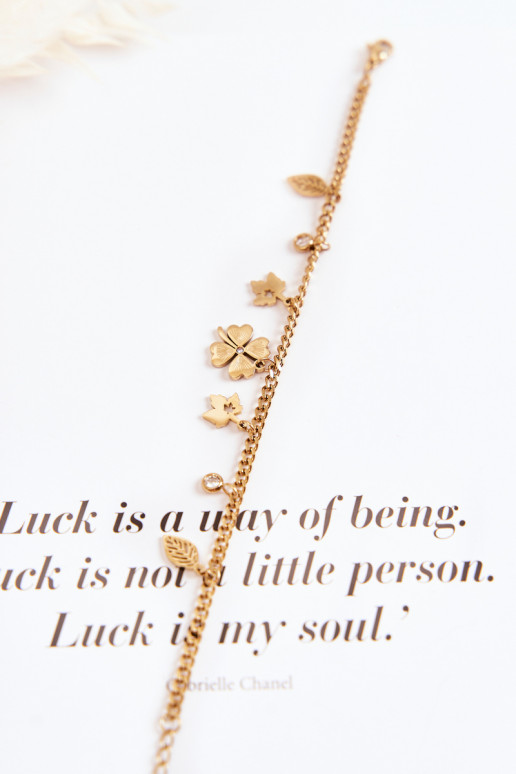 Modna BransoletkawithKoniczyną I Liśćmi Złota