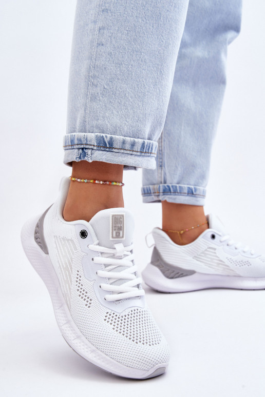 Damskie Lekkie Buty Sportowe Memory Foam System Big Star LL274297 Białe