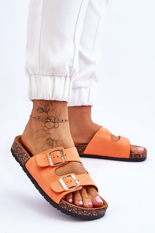 Women's Slippers On Cork Sole Orange Cortina