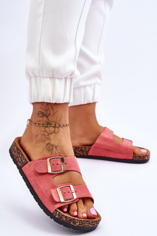 Women's Slippers On Cork Sole Pink Cortina