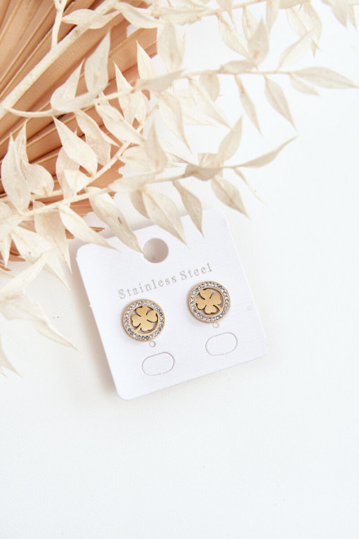 Stainless Steel Earrings Clovers Gold