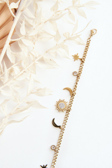 Fashionable Bracelet With Moon And Sun Gold 2