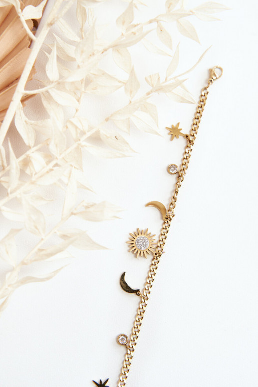 Fashionable Bracelet With Moon And Sun Gold